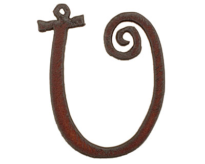 The Lipstick Ranch Rusted Iron Letter U Pendant 42x52mm
