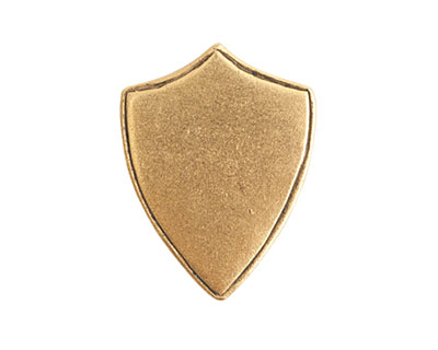 Nunn Design Antique Gold (plated) Crest Shield Tag 18x23mm