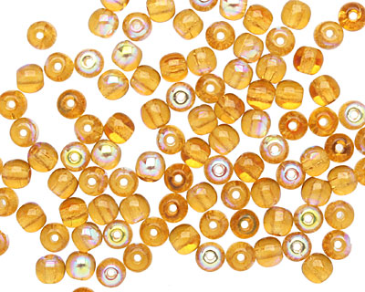 Czech Glass Dark Topaz AB Round 4mm