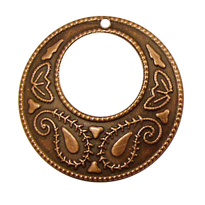 Stampt Antique Copper (plated) Paisley Gypsy Hoop 38mm