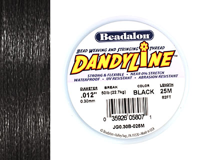 DandyLine Black .3mm Thread, 25 meters