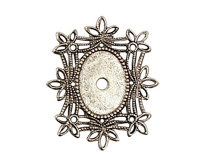 Stampt Antique Pewter (plated) Floral Filigree Oval Setting 10x14mm