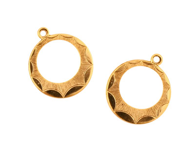 Stampt Antique Gold (plated) Sunburst Gypsy Hoop Charm 16x21mm