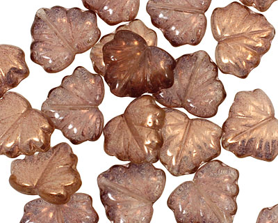Czech Glass Smoky Crystal Luster Maple Leaf 10x13mm