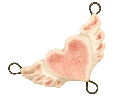 Gaea Ceramic Hand Painted Cherry Crush Free Love Wings Link 49x34mm