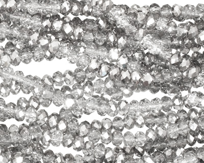Silver & Clear Crystal Faceted Rondelle 3mm