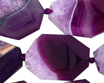 Purple Line Agate Faceted Flat Slab 29-34x22-25mm