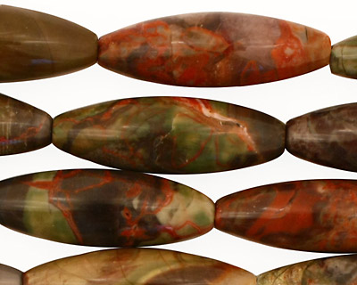 Red Forest Agate Rice 30x10mm