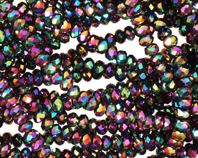Metallic Peacock Crystal Faceted Rondelle 3mm