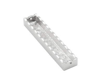 Silver (plated) Scalloped Rectangle (1 channel, 2 hole) Katiedids 35x7mm