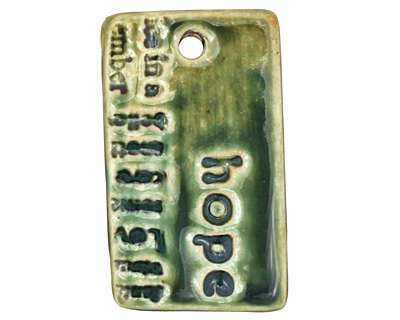Earthenwood Studio Ceramic Newsprint Hope Pendant 21x35mm