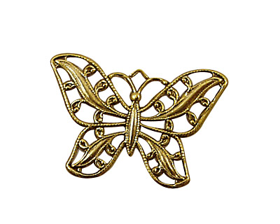 Stampt Antique Gold (plated) Filigree Butterfly 30x22mm