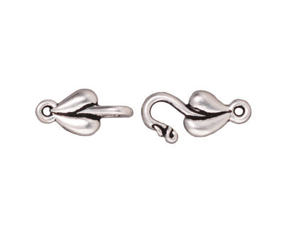 TierraCast Antique Silver (plated) Leaf Hook & Eye Clasp 17x8mm, 15x7mm
