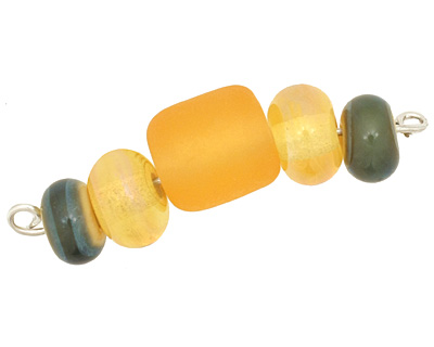 The BeadsNest Lampwork Glass Sunshine Spacer Set 6-12x9-11mm