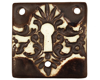 Earthenwood Studio Ceramic 3 Hole Victorian Keyhole Square Pendant 36mm