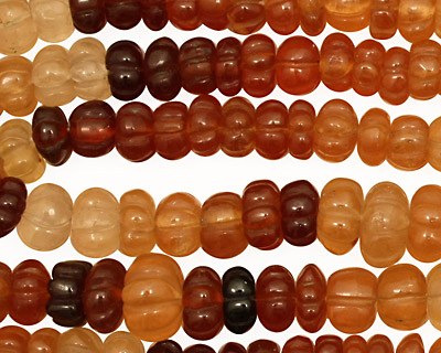 Hessonite Carved Melon Graduated 5-9mm