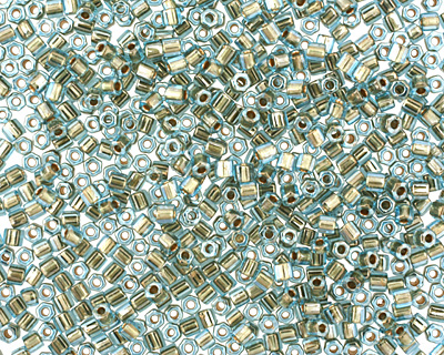 TOHO Aqua (with Gold Lining) Hex 11/0 Seed Bead