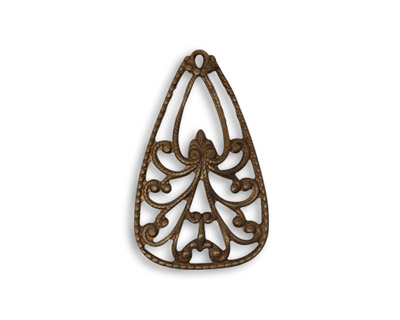 Vintaj Natural Brass Emblazonry Pendant 16x26mm