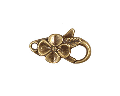 Antique Brass (plated) Floral Lobster Clasp 25x14mm
