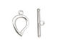 Silver (plated) Simple Teardrop Toggle Clasp 22x15mm, 24mm bar