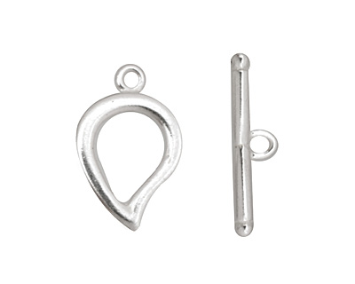 Silver (plated) Simple Teardrop Toggle Clasp 22x15mm, 24mm bar
