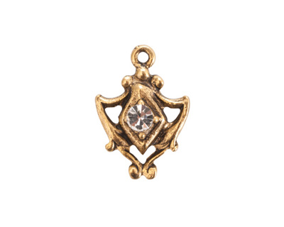 Nunn Design Antique Gold (plated) Medallion Crystal Charm 15x20mm