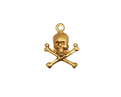 Brass Skull & Crossbones Charm 13x17mm