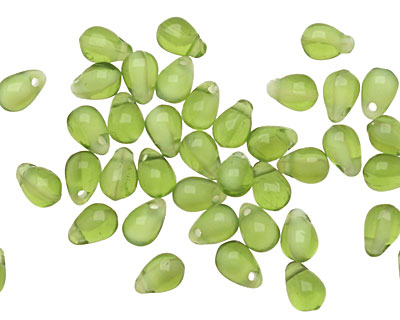 Czech Glass Bottle Green Teardrop 4x6mm