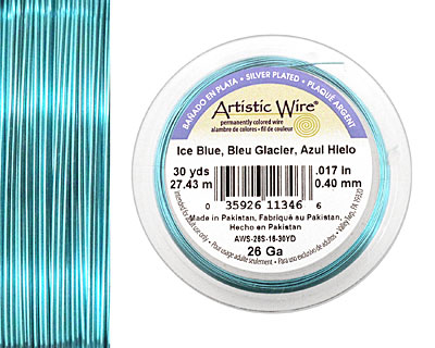 Artistic Wire Silver Plated Ice Blue 26 gauge, 30 yards