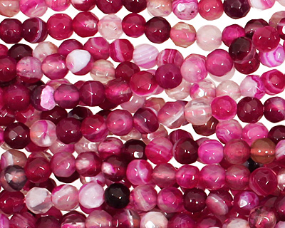 Ruby Line Agate Faceted Round 4mm