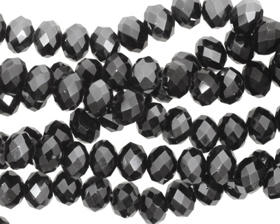 Jet Hematite Crystal Faceted Rondelle 6mm