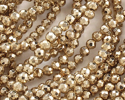 Golden Pyrite Faceted Round 3.5-4mm