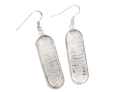 Silver (plated) Oval Bezel Earrings 11x36mm