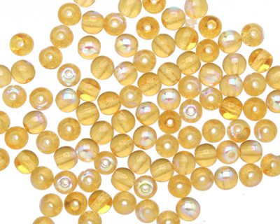 Czech Glass Medium Topaz AB Round 4mm