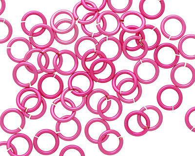 Hot Pink Enameled Copper Round Jump Ring 6.5mm, 18 gauge