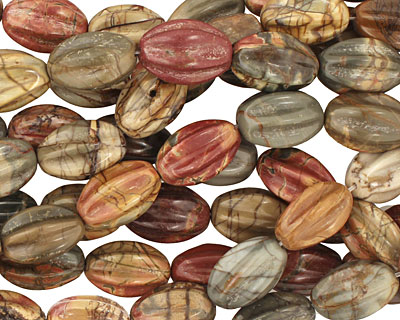Red Creek Jasper Carved Melon 18x10-12mm