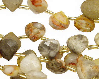 Crazy Lace Agate Faceted Flat Teardrop 10x10mm