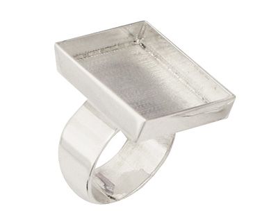 Silver (plated) Adjustable Ring Square Bezel 21mm
