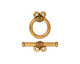 TierraCast Antique Gold (plated) Beaded 2-Loop Toggle Clasp 15x12, 20 Bar