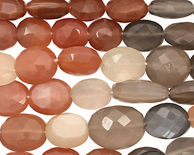 Moonstone (multi) Faceted Flat Oval 9-12x8-11mm