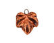 Earthenwood Studio Ceramic Rusty Small Wavy Leaf Charm 18x21mm
