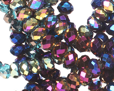Peacock Metallics Crystal Mix Faceted Rondelle 4mm
