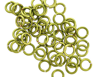 Peridot Enameled Copper Round Jump Ring 6mm, 18 gauge