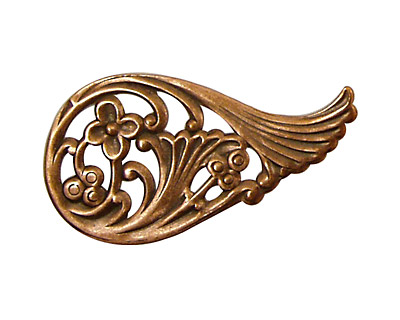 Stampt Antique Copper (plated) Floral Wing Filigree (right) 38x20mm