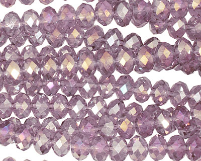 Lilac AB Crystal Faceted Rondelle 6mm