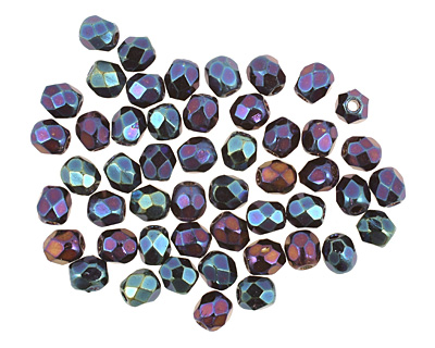 Czech Fire Polished Glass Iris Blue Round 3mm