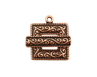 Antique Copper (plated) Scroll Square Toggle Clasp 22x18mm, 21mm bar