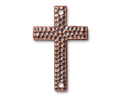 TierraCast Antique Copper (plated) Hammertone Cross Link 40x26mm