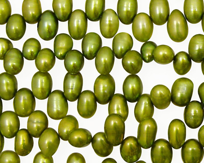 Olive Green Dancing Drops 6.5-8mm