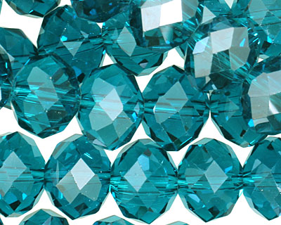 Teal Crystal Faceted Rondelle 14mm